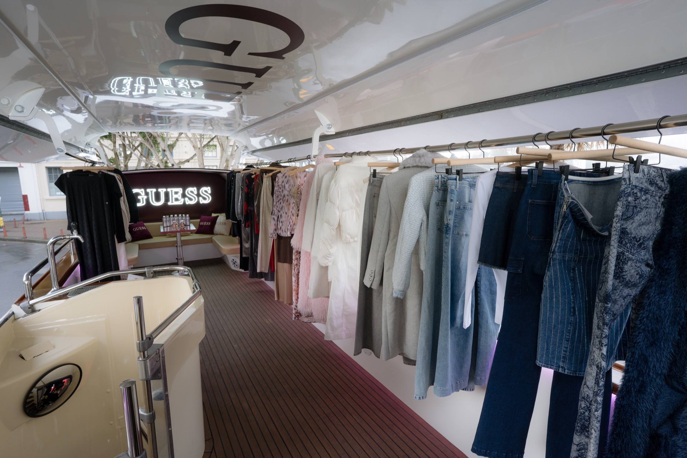 GUESS fashion rails fitted across the upper deck